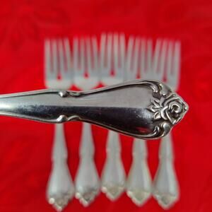 6X SF Oneida ARBOR True ROSE Stainless 1881 Rogers Salad Forks